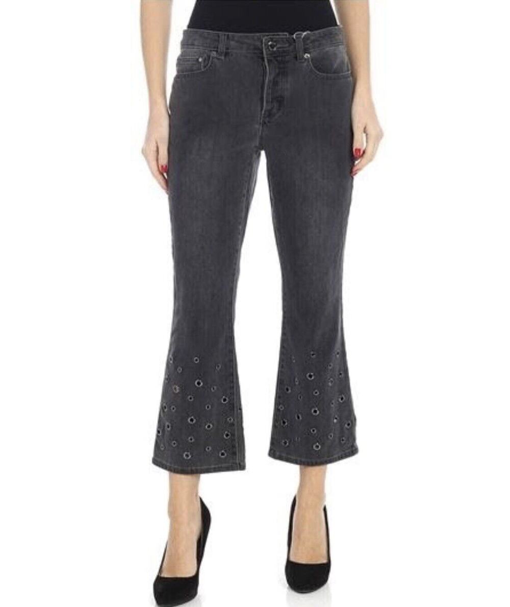 Michael Kors Women's Trombetta Crop Leg Jeans Sz 2 Charcoal Black Button Fly NWT